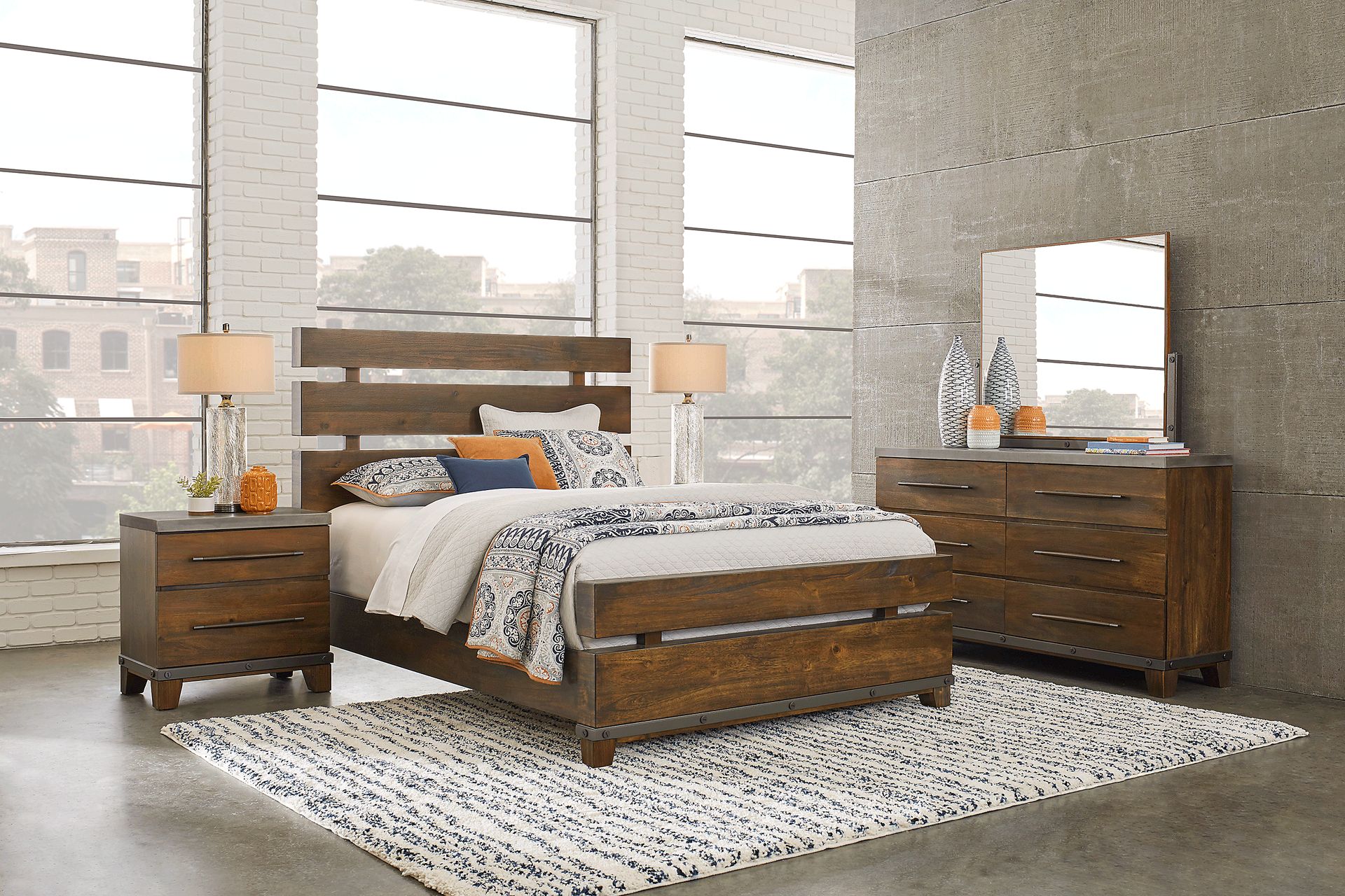 West Hills Brown 5 Pc King Panel Bedroom - Image 1
