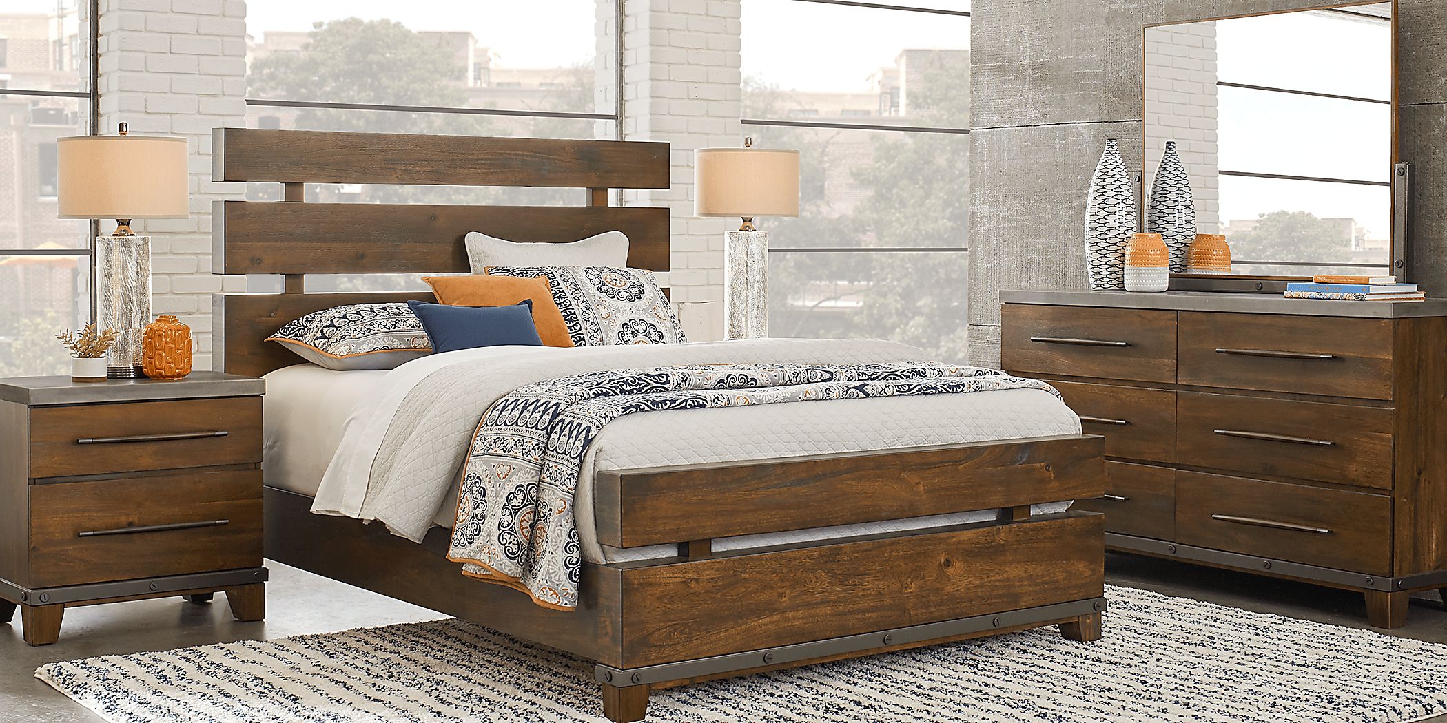 West Hills 8 Pc Brown Dark Wood Queen Bedroom Set With Dresser, 3