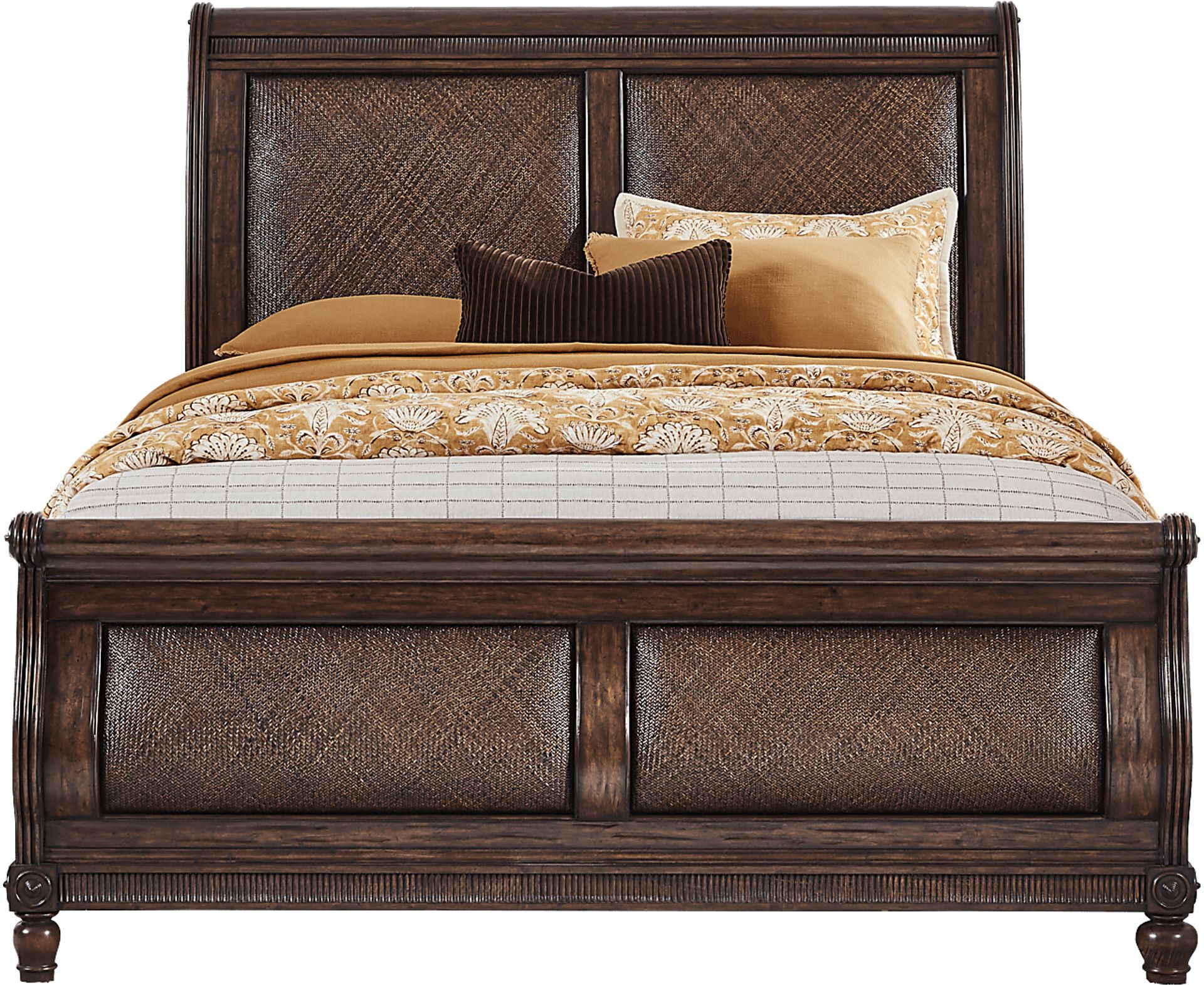 West Indies Brown 7 Pc King Sleigh Bedroom - Image 3