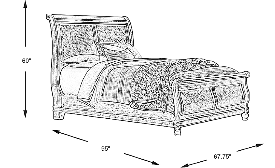 West Indies Brown 3 Pc Queen Sleigh Bed