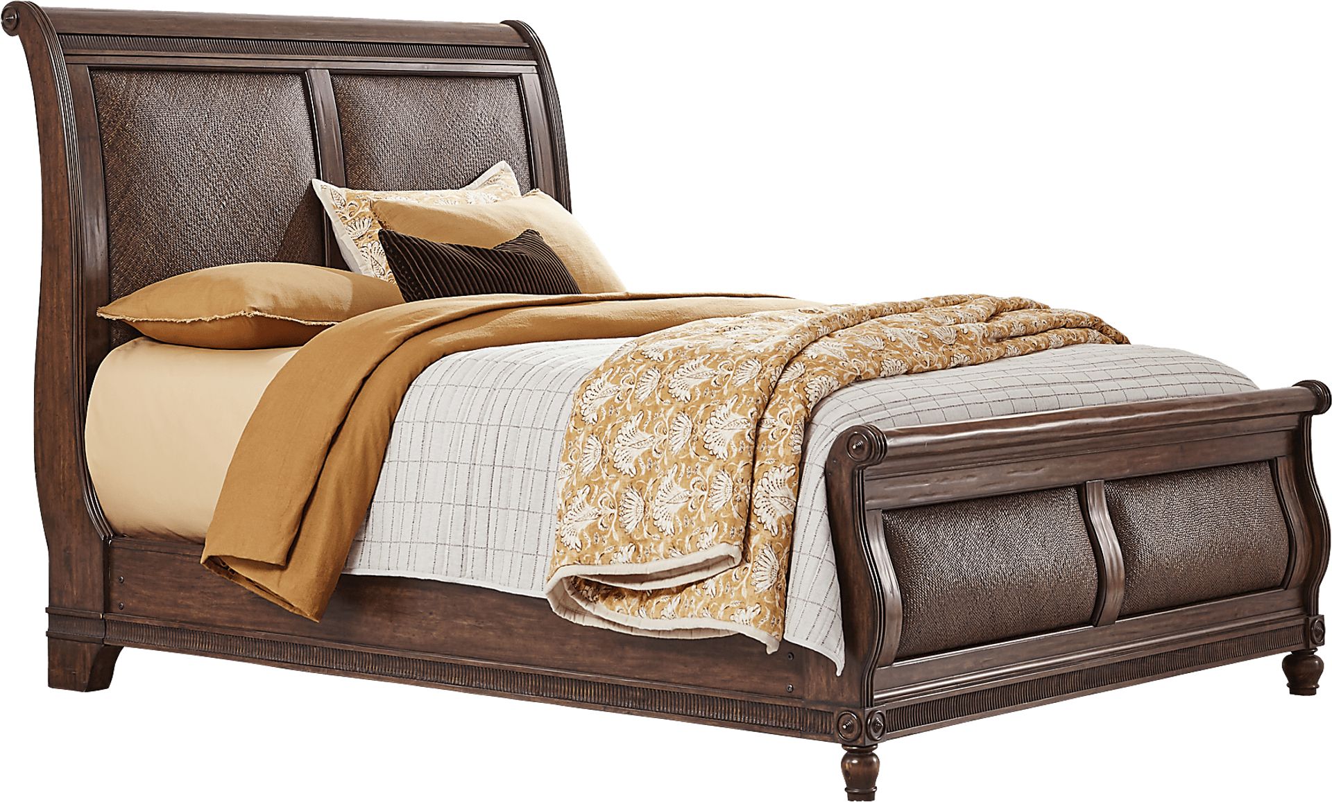 West Indies Brown 3 Pc Queen Sleigh Bed - Image 1