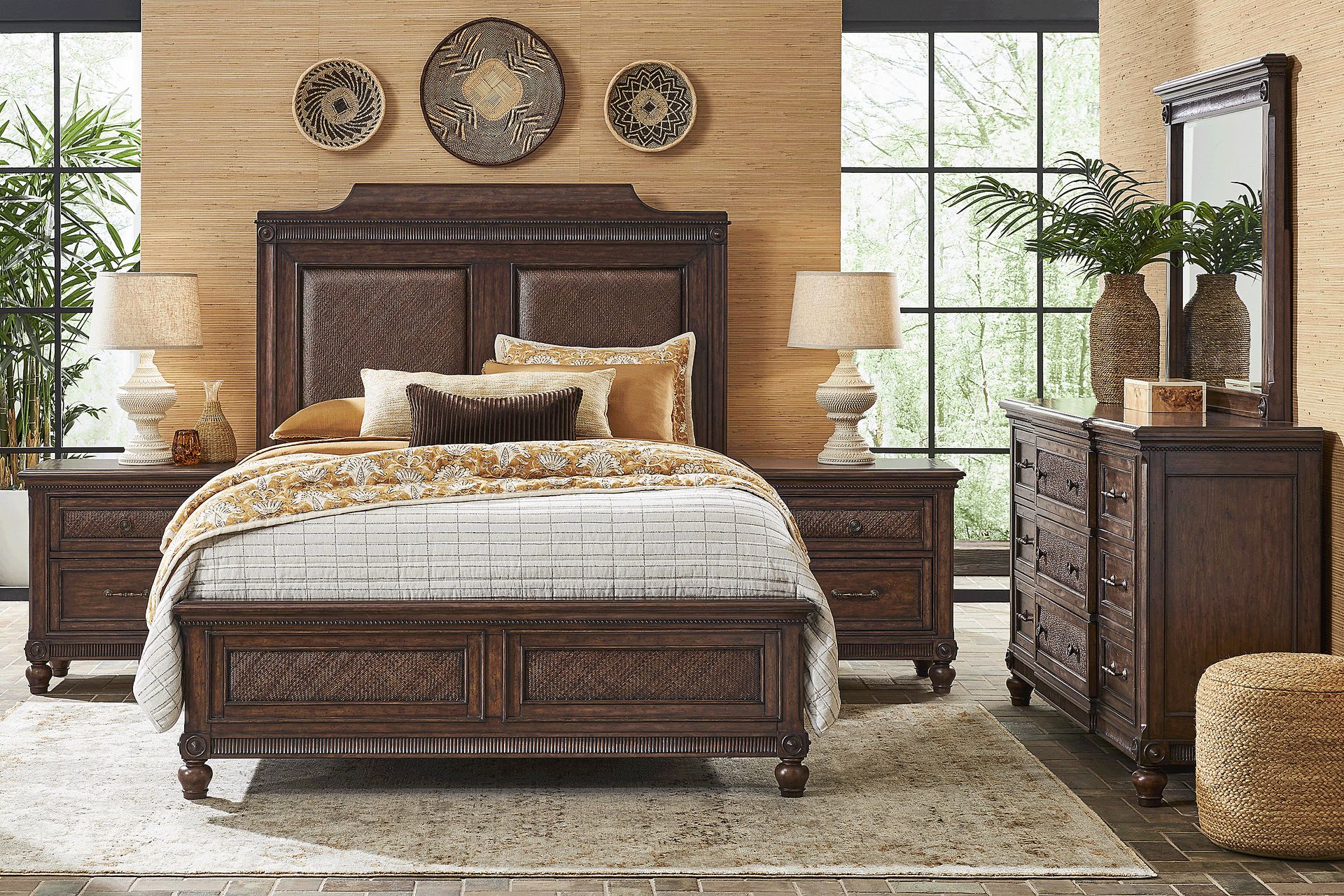 West Indies Brown 6 Pc Queen Panel Bedroom - Image 1