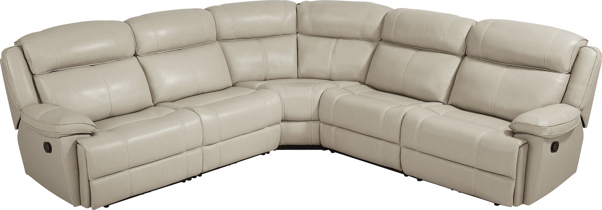 West Valley Beige 5 Pc Leather Reclining Sectional - Image 3