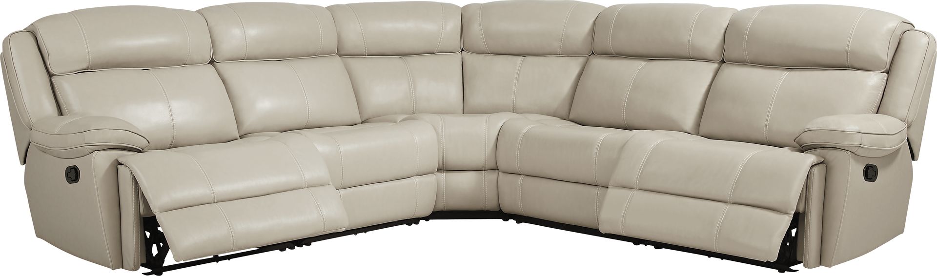 West Valley Beige 5 Pc Leather Reclining Sectional - Image 4