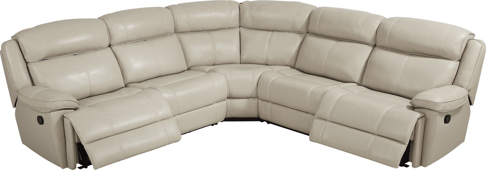 West Valley Beige 5 Pc Leather Reclining Sectional - Image 5