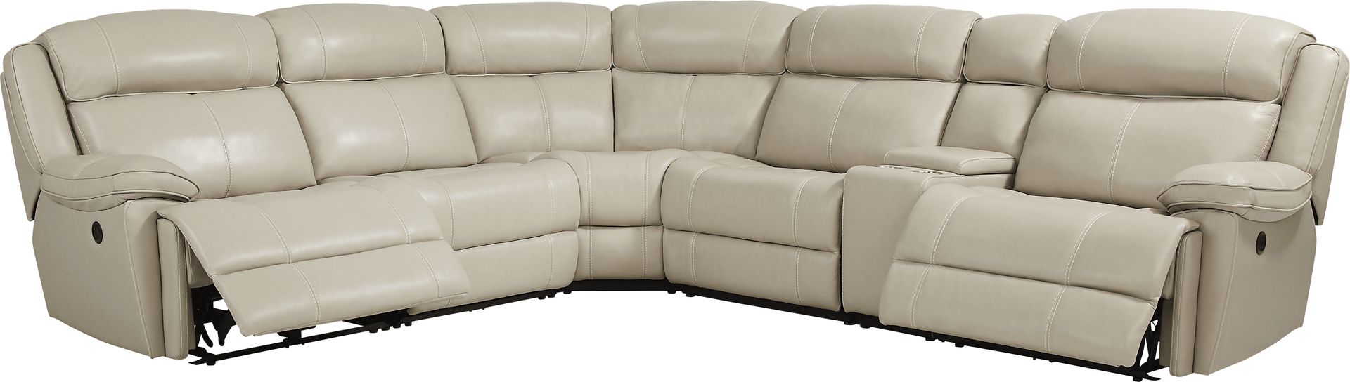 West Valley Beige 10 Pc Leather Power Reclining Sectional Living Room - Image 4