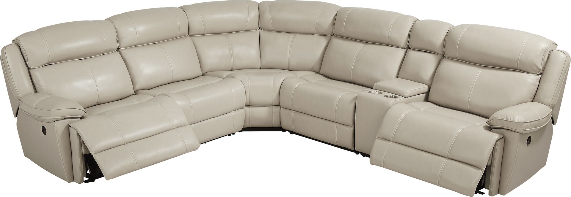 West Valley Beige 10 Pc Leather Power Reclining Sectional Living Room - Image 5