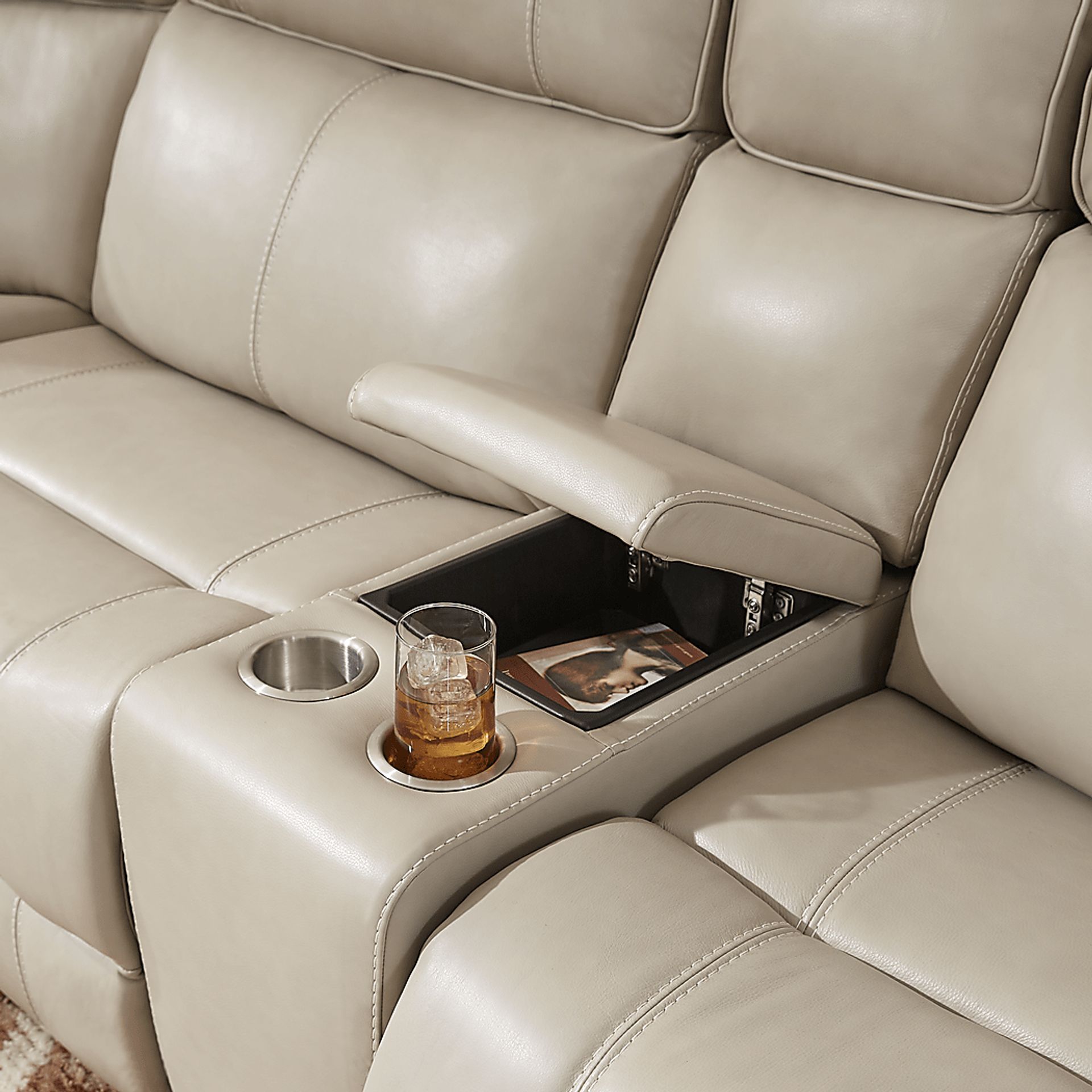 West Valley Beige 10 Pc Leather Power Reclining Sectional Living Room - Image 8