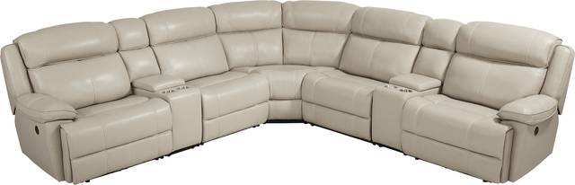 West Valley Beige 7 Pc Leather Power Reclining Sectional - Thumbnail - Image 3