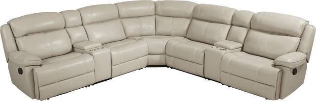 West Valley Beige 7 Pc Leather Reclining Sectional - Thumbnail - Image 3