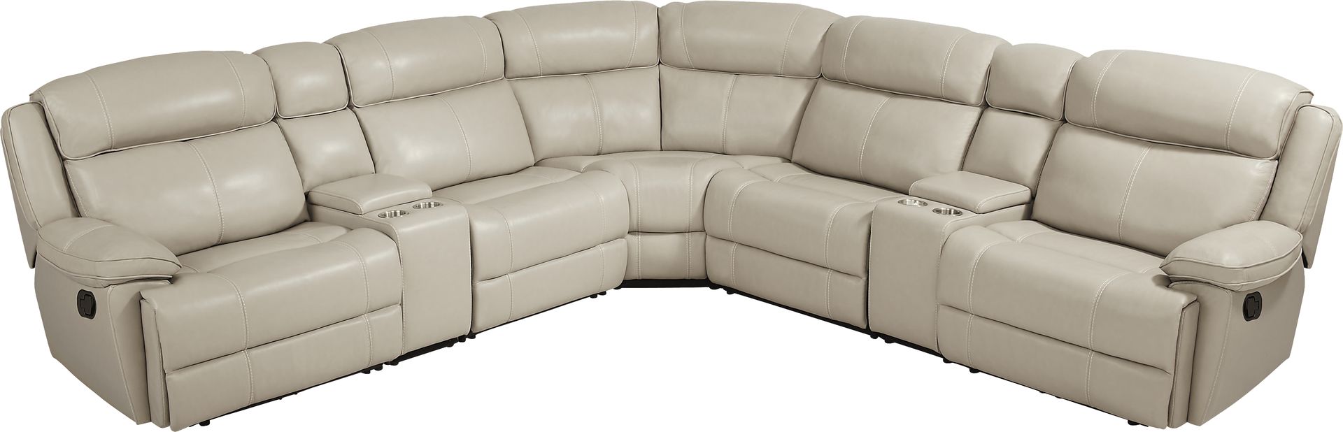 West Valley Beige 7 Pc Leather Reclining Sectional - Image 3
