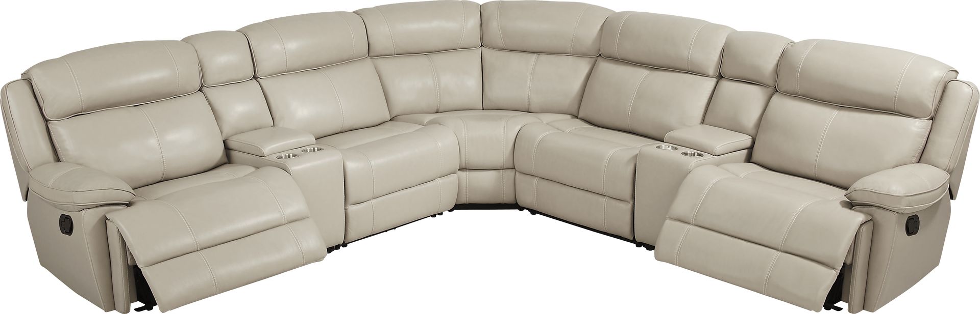 West Valley Beige 7 Pc Leather Reclining Sectional - Image 5