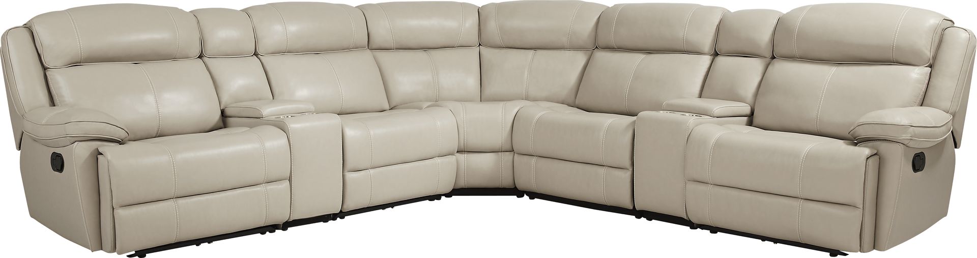 West Valley Beige 7 Pc Leather Reclining Sectional - Image 1