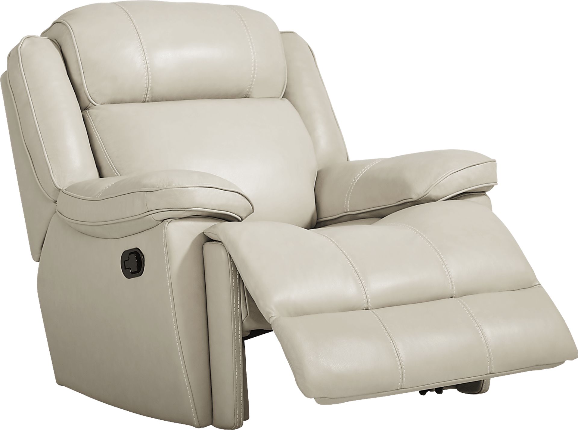 West Valley Beige Leather Glider Recliner - Image 3