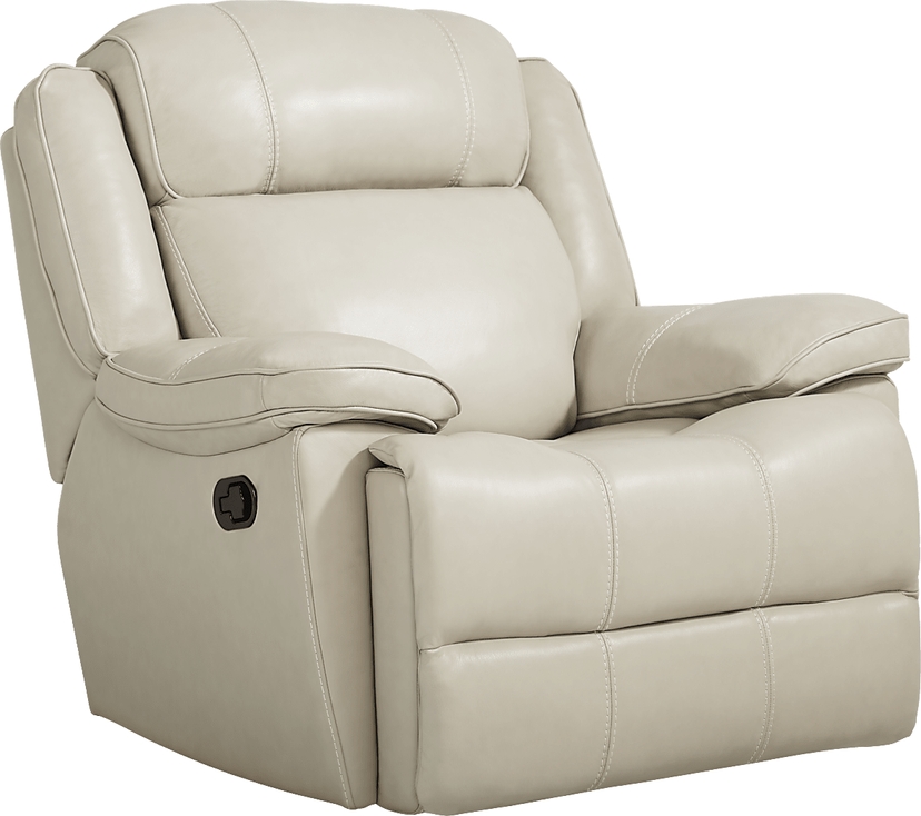West Valley Beige Leather Glider Recliner