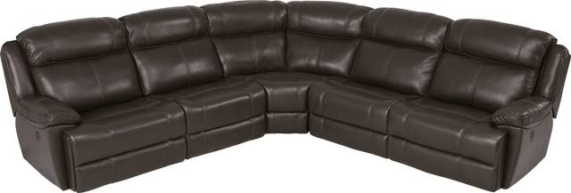 West Valley Brown 5 Pc Leather Power Reclining Sectional - Thumbnail - Image 1