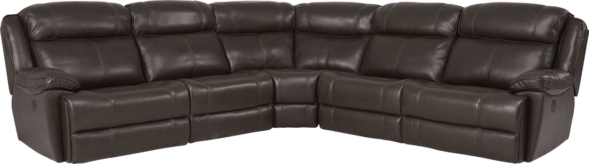 West Valley Brown 5 Pc Leather Power Reclining Sectional - Image 3