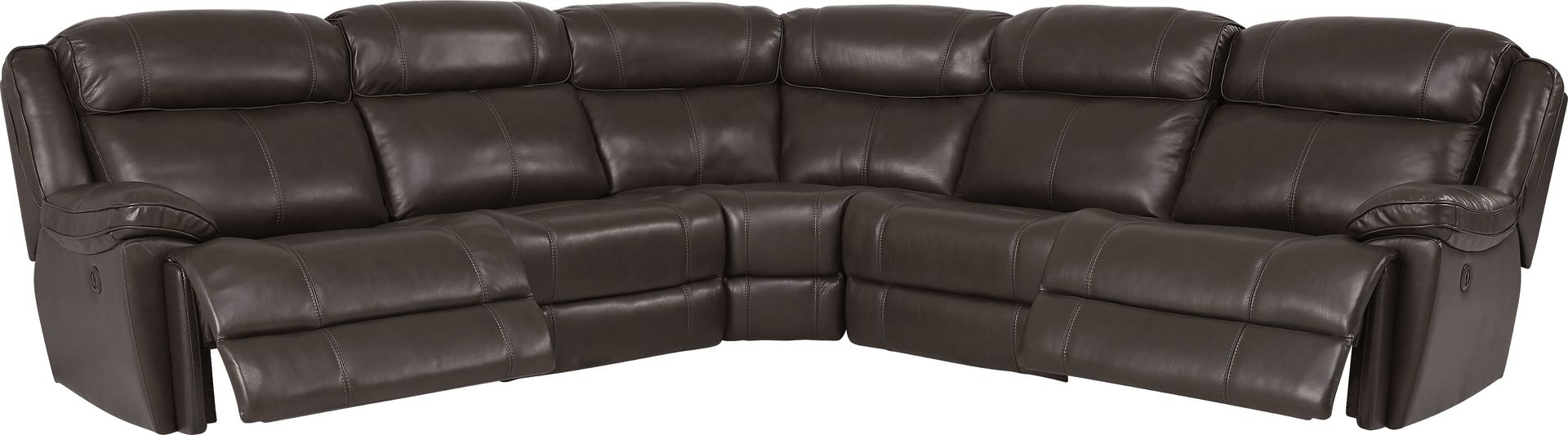 West Valley Brown 5 Pc Leather Power Reclining Sectional - Image 4