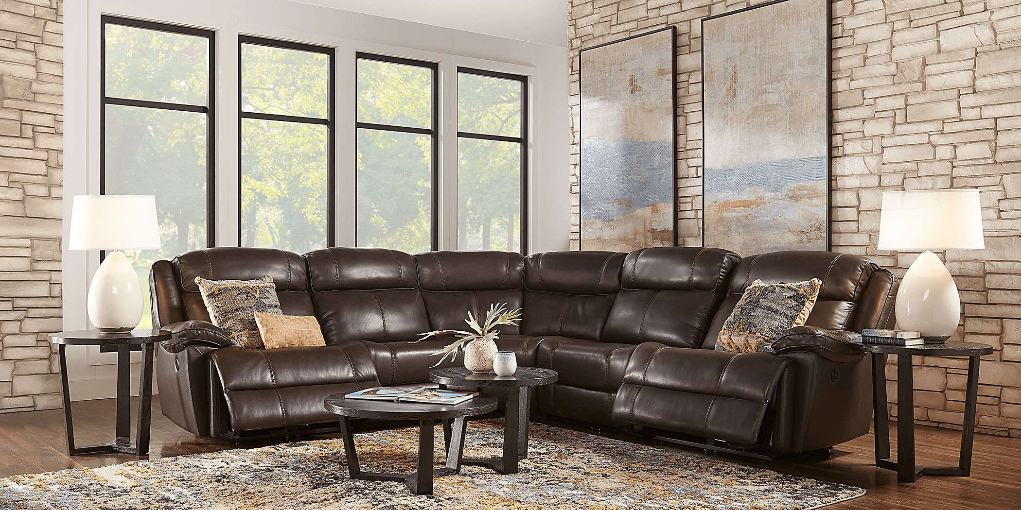 Rooms to go brown leather deals sectional