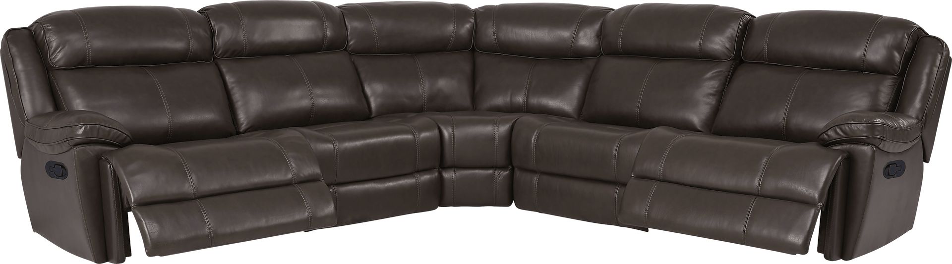 West Valley Brown 5 Pc Leather Reclining Sectional - Image 4