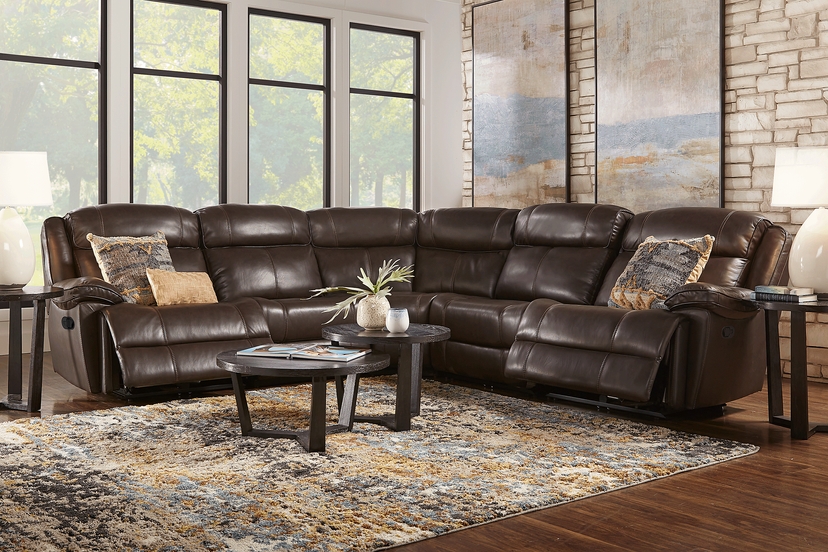 West Valley Brown 5 Pc Leather Reclining Sectional