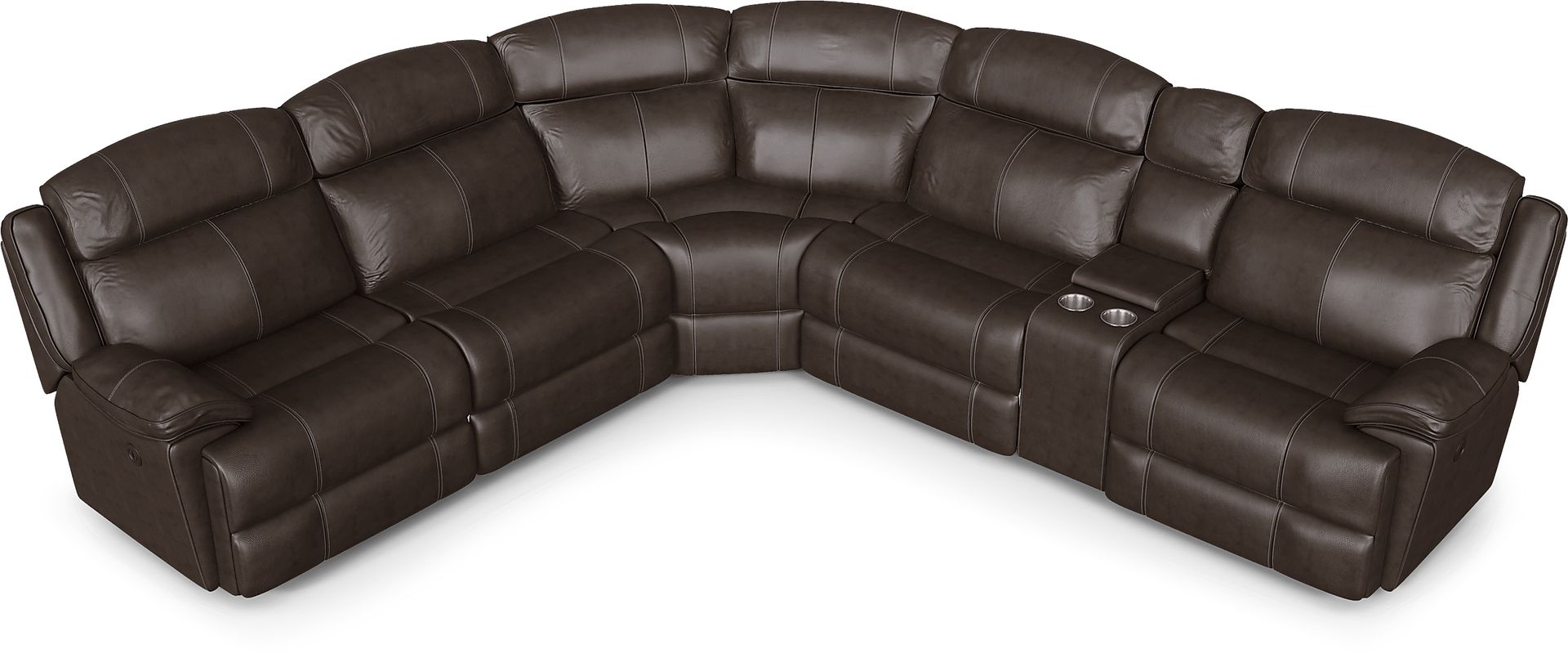 West Valley Brown Leather 10 Pc Power Reclining Sectional Living Room - Image 4
