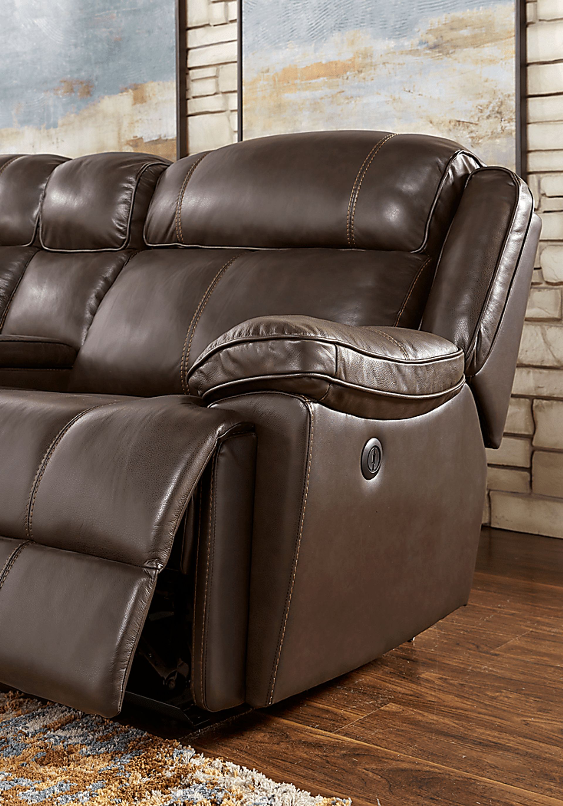 West Valley Brown Leather 10 Pc Power Reclining Sectional Living Room - Image 8
