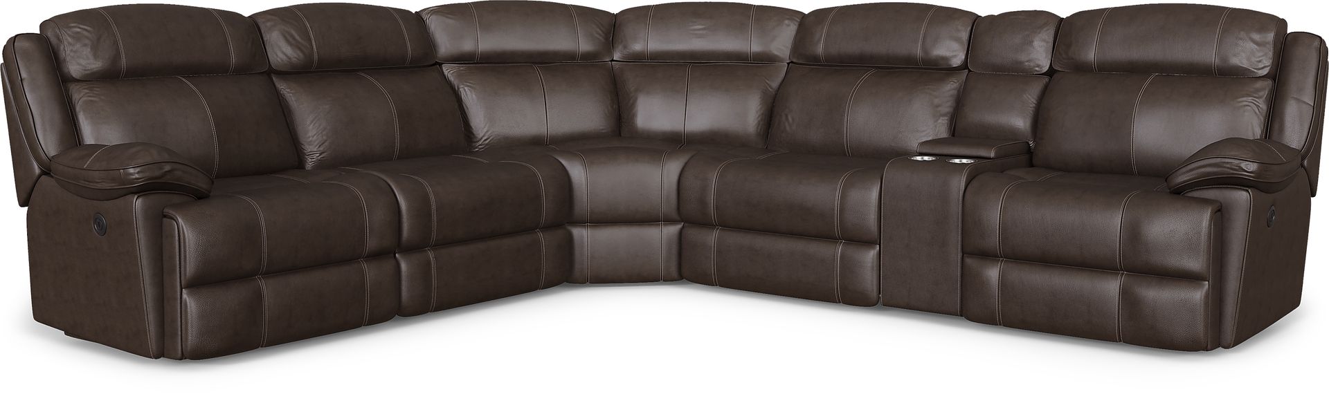 West Valley Brown Leather 10 Pc Power Reclining Sectional Living Room - Image 2