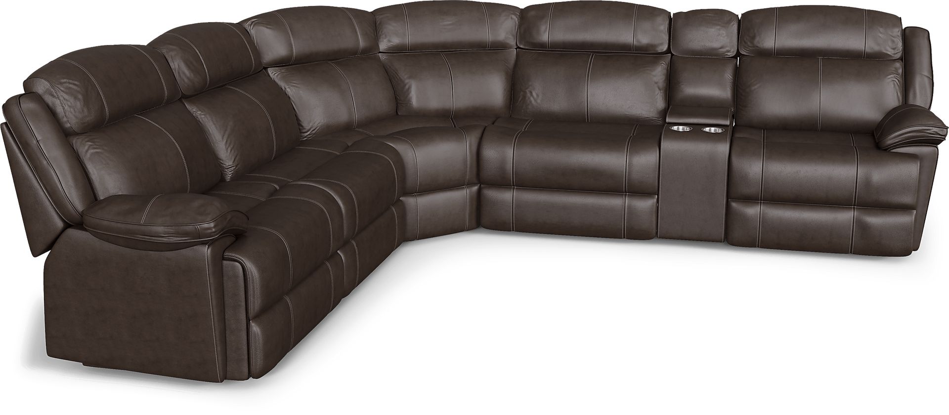 West Valley Brown 6 Pc Leather Reclining Sectional - Image 3