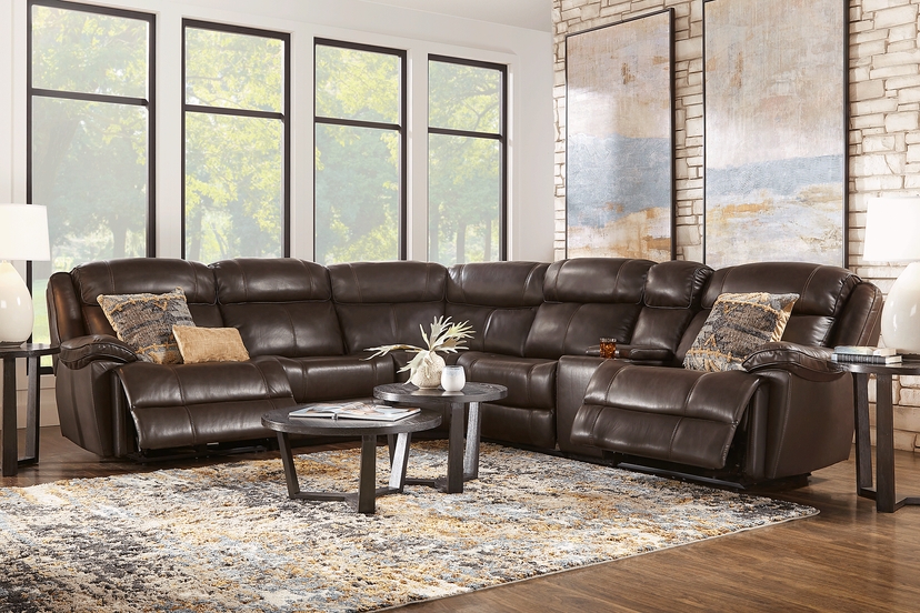 West Valley Brown 6 Pc Leather Reclining Sectional