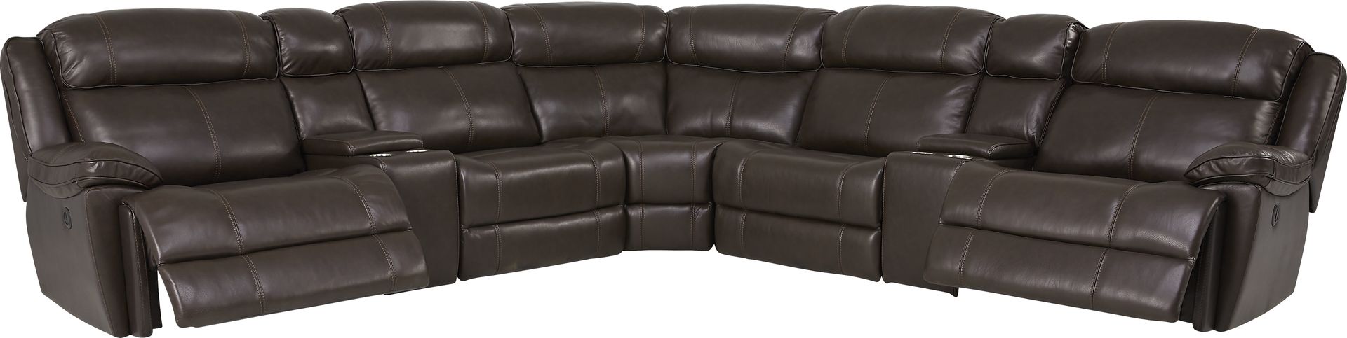 West Valley Brown 7 Pc Leather Power Reclining Sectional - Image 3