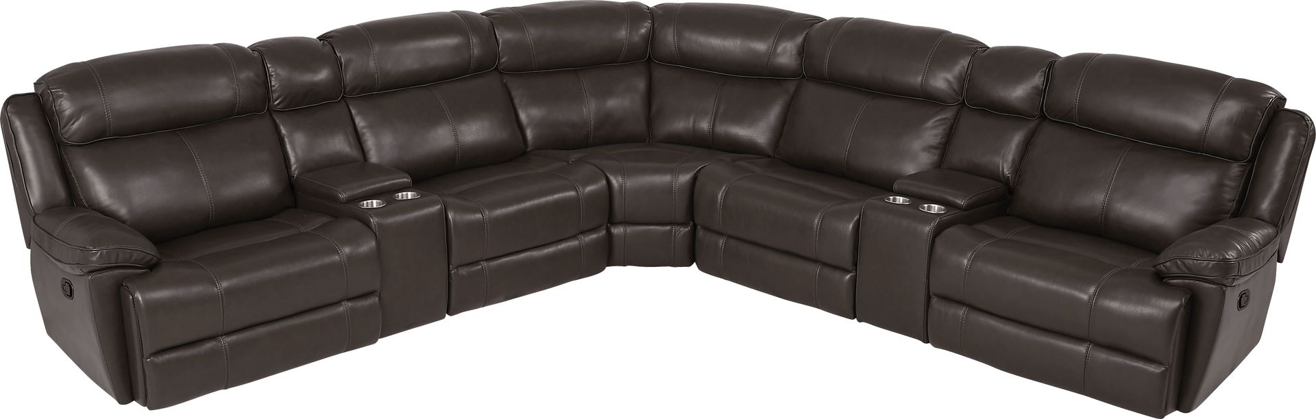 West Valley Brown 7 Pc Leather Reclining Sectional - Image 1