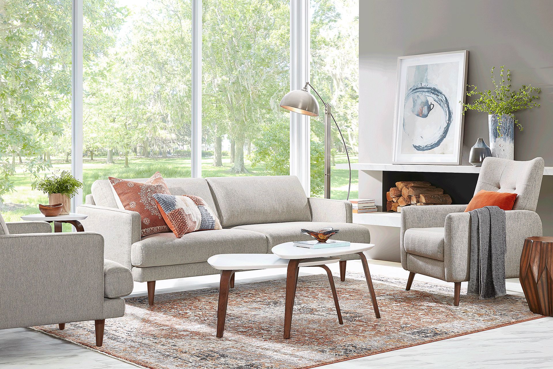 Westcott Way 6 Pc Beige Plush,Polyester Living Room Set With Sofa