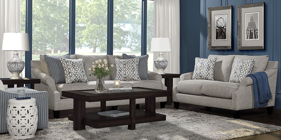 Westerfield 5 Pc Gray Chenille Fabric Living Room Set With Sofa ...