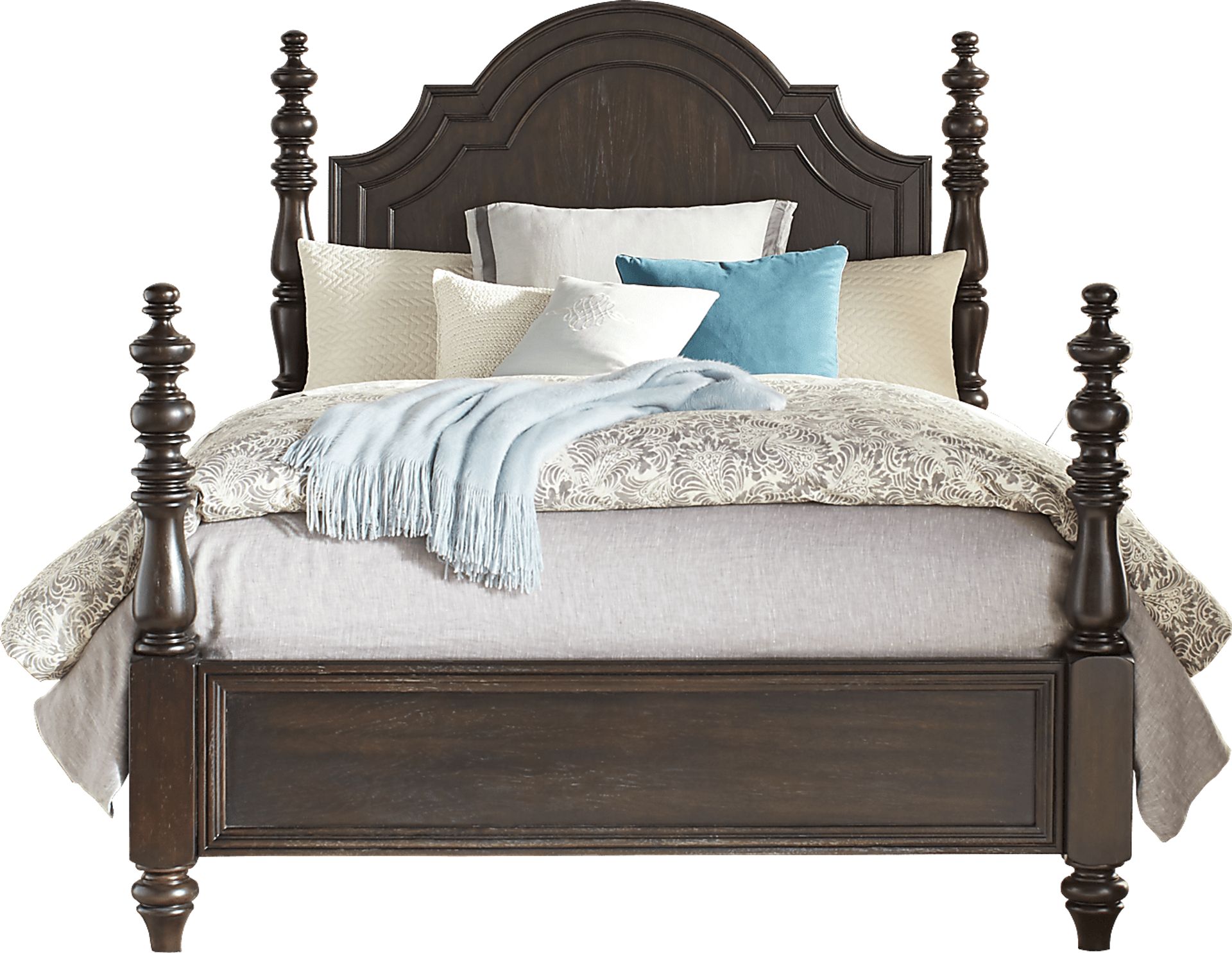 Westerleigh Oak 3 Pc Queen Low Poster Bed - Image 1