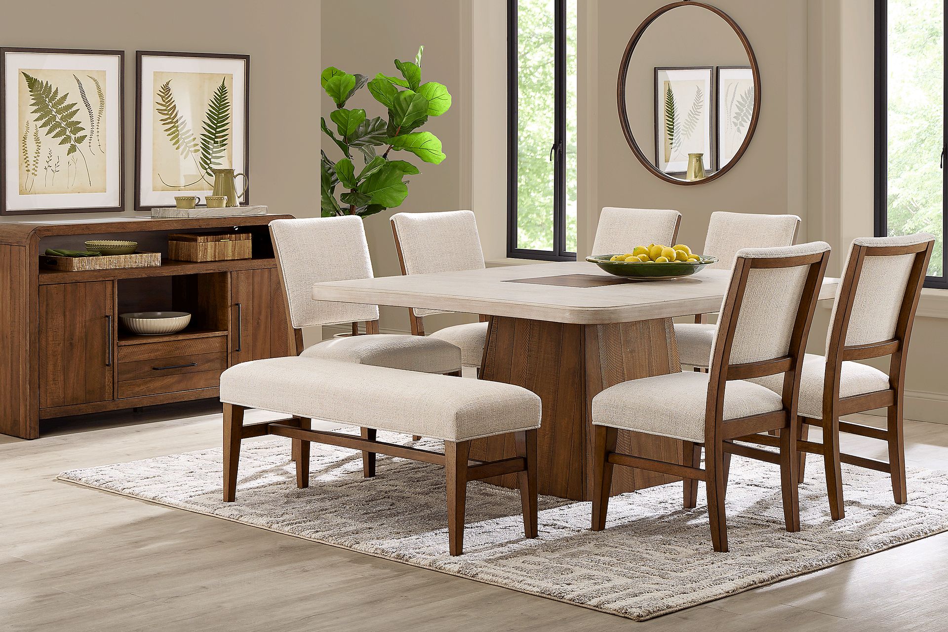 Westham Cream 6 Pc Dining Room with Upholstered Chairs - Image 1
