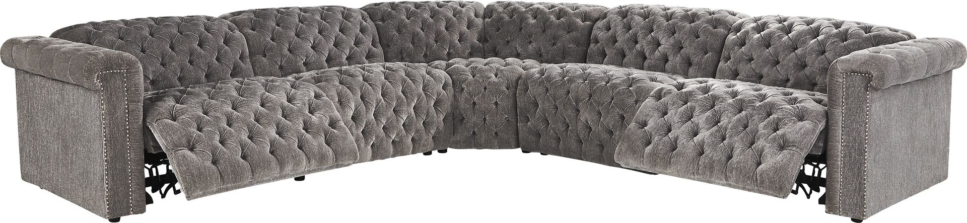 Westminster Gray 7 Pc Dual Power Reclining Sectional Living Room - Image 2