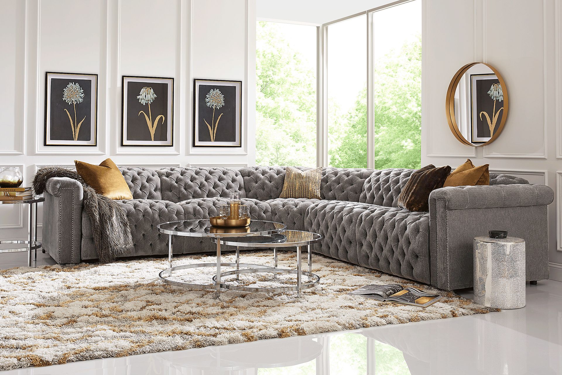 Westminster Gray 7 Pc Dual Power Reclining Sectional Living Room - Image 1