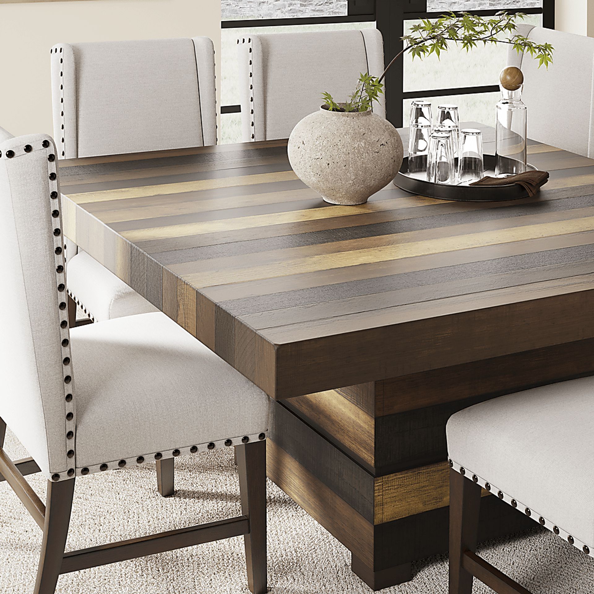 Westover Hills II Brown 6 Pc Rectangle Dining Room with Upholstered Chairs and Bench - Image 10