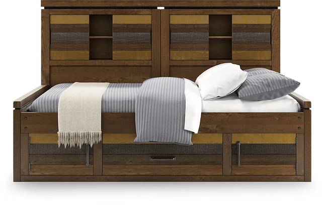 Kids Westover Hills Jr. Brown Full Bookcase Wall Bed with Storage Side Rail - Thumbnail - Image 2