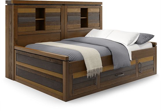 Westover Hills Jr. Reclaimed Brown 3 Pc Full Bookcase Wall Bed with Storage