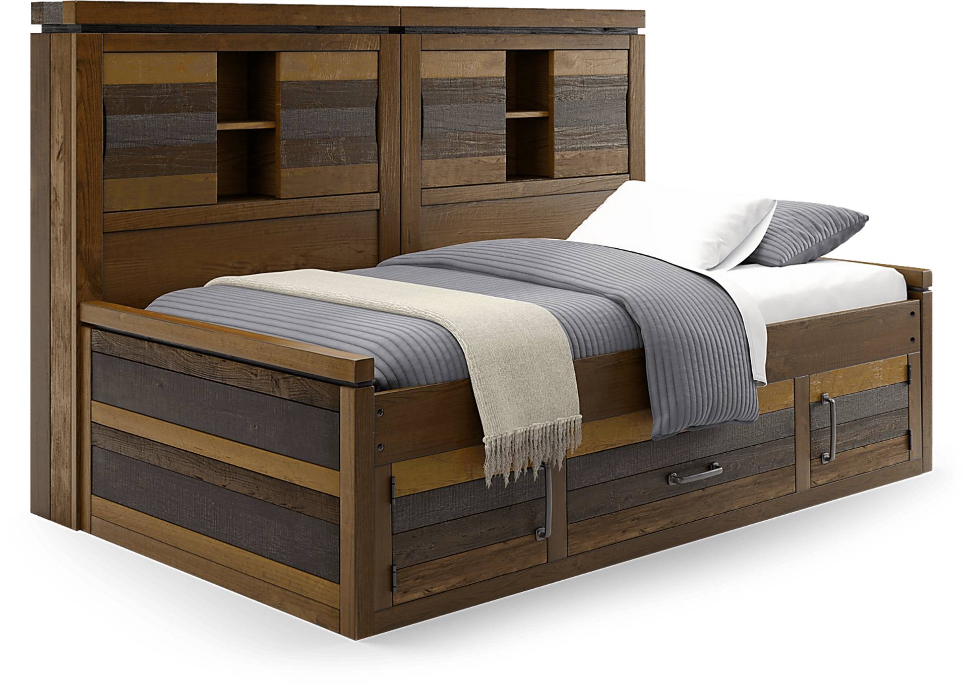 brown 3 pc twin bookcase wall bed with storage
