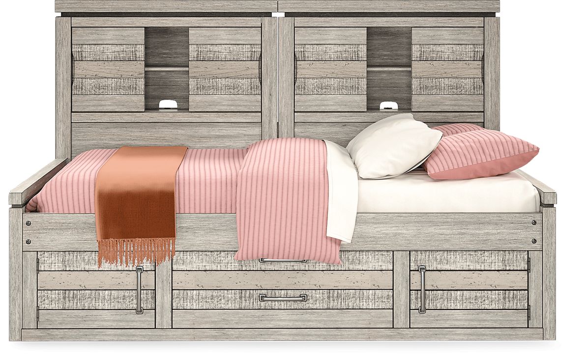 Kids Westover Hills Jr. Reclaimed Gray 3 Pc Full Bookcase Wall Bed with Storage Rooms To Go