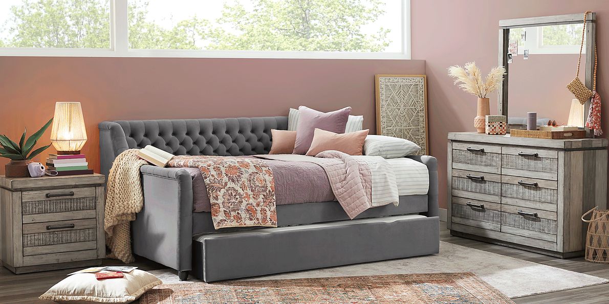Kids Westover Hills Jr. Reclaimed Gray 5 Pc Bedroom with Alena Charcoal Twin Daybed