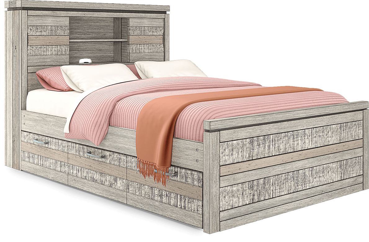 Kids Westover Hills Jr. Reclaimed Gray 5 Pc Full Bookcase Bed with Storage and Twin Trundle