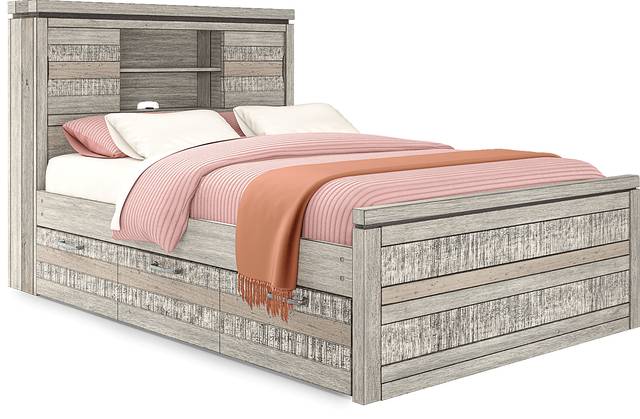 Kids Westover Hills Jr. Gray 4 Pc Full Bookcase Bed with Storage Side Rail and Trundle - Thumbnail - Image 2