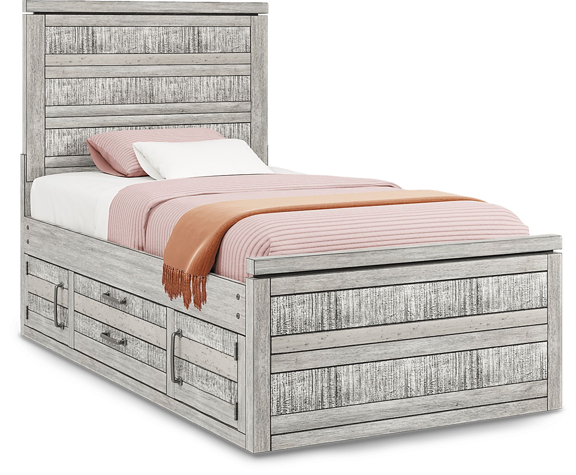 Kids Westover Hills Jr. Gray Twin Panel Bed with 2 Storage Side Rails - Image 4