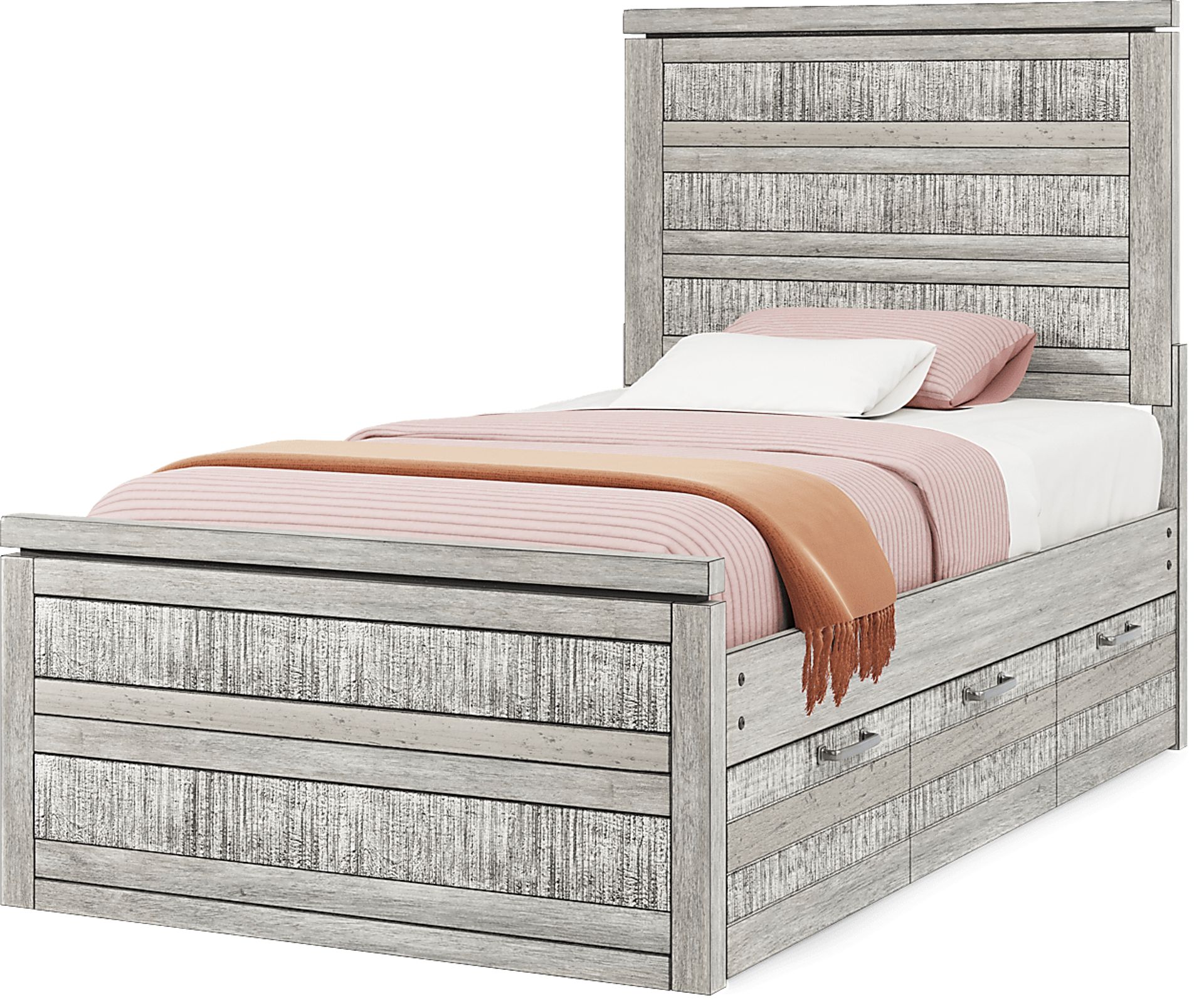 Kids Westover Hills Jr. Gray Twin Panel Bed with 2 Storage Side Rails - Image 5