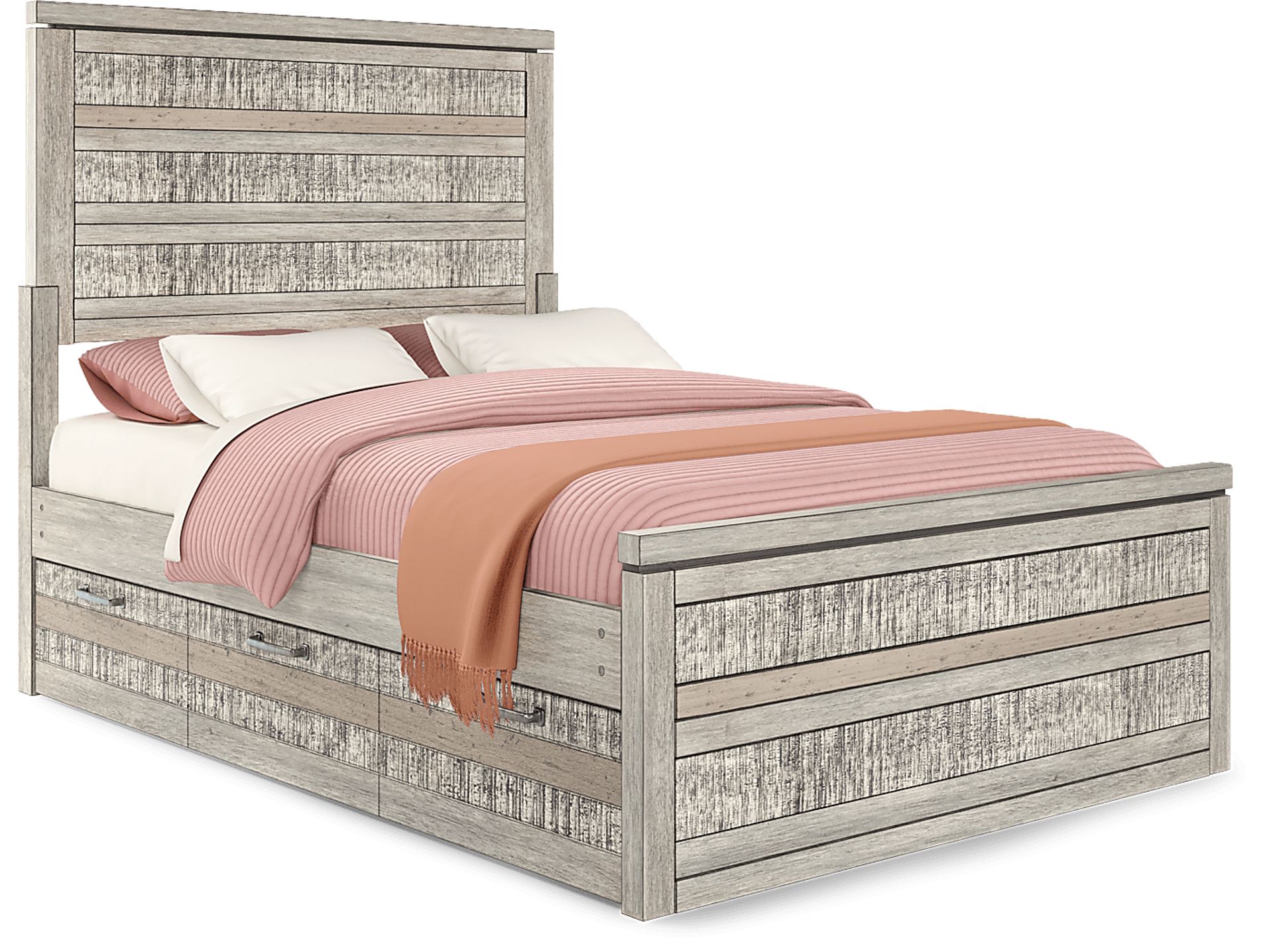 Kids Westover Hills Jr. Gray Full Panel Bed with 2 Storage Side Rails - Image 2