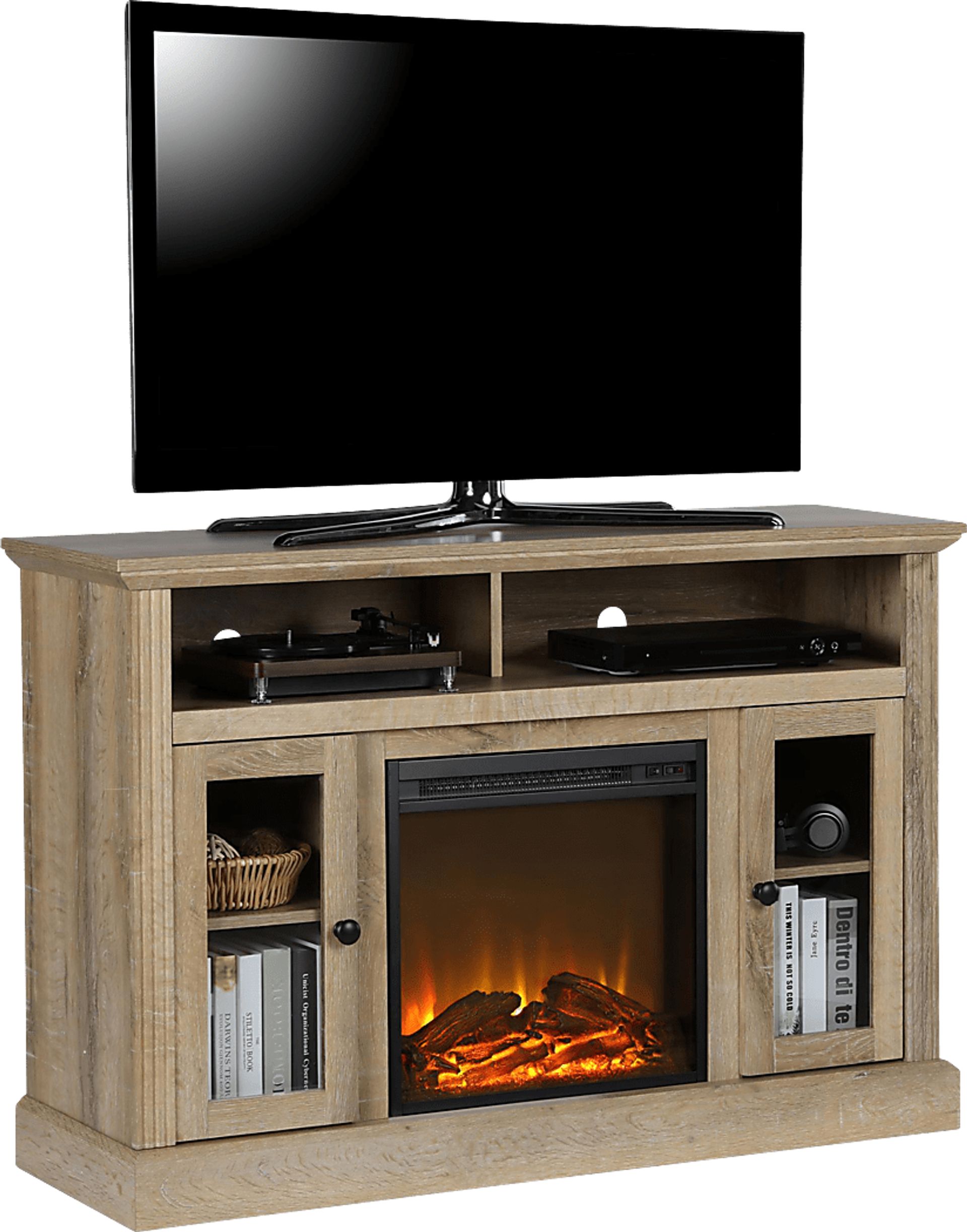 Westral Brown 47 in. Console with Electric Fireplace - Image 1